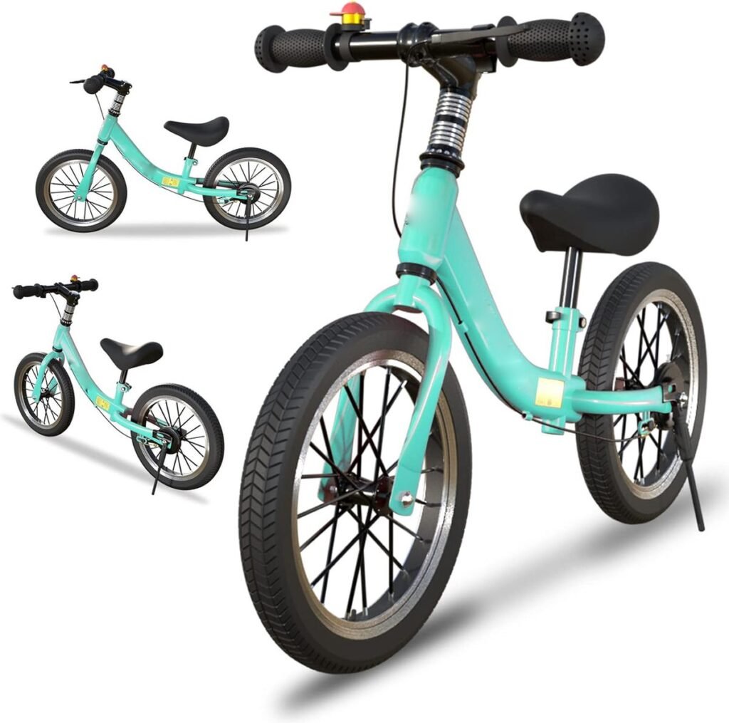 Balansfiets voor kinderen 14 inch met rem en verstelbaar zadel, loopfiets zonder pedalen voor jongens en meisjes van 2-6 jaar