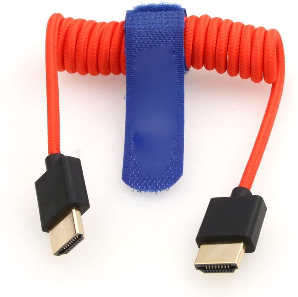 HDMI 2.1 spiraalkabel 8K HDMI naar HDMI voor camera en monitor, flexibel en dun ontwerp