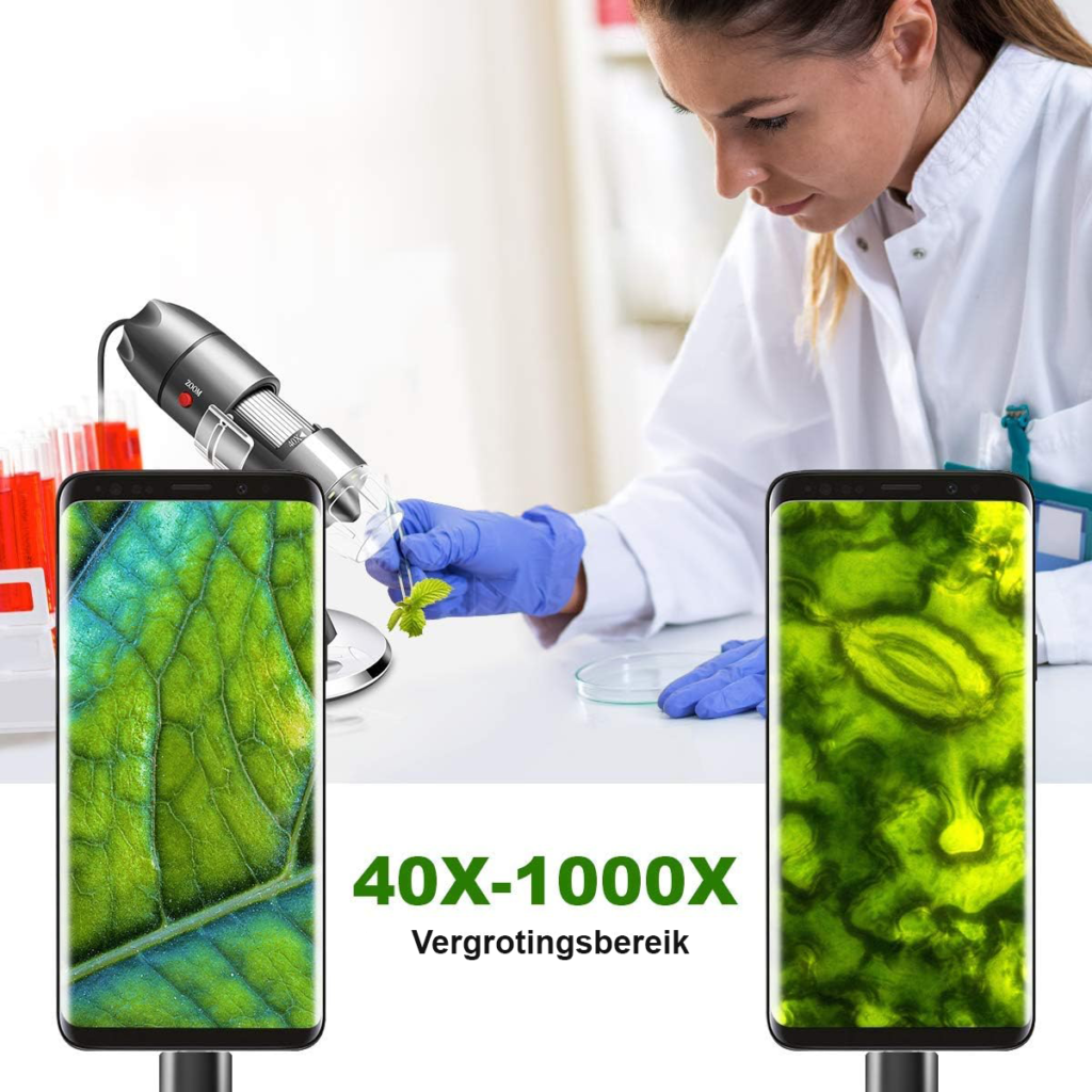 USB microscoop camera met digitale vergroting en metalen standaard voor Android en Windows