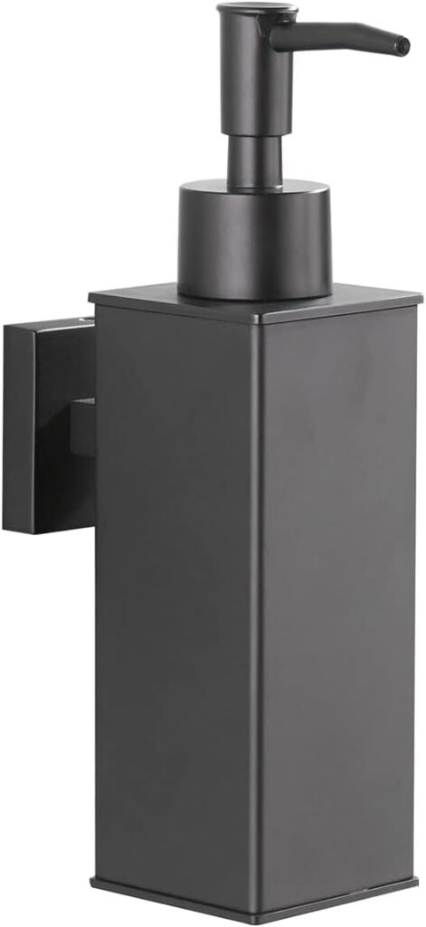 Wandgemonteerde Zeepdispenser Mat Zwart - 304 RVS Handzeepdispenser - 180 ml Navulbaar - Voor Keuken en Badkamer