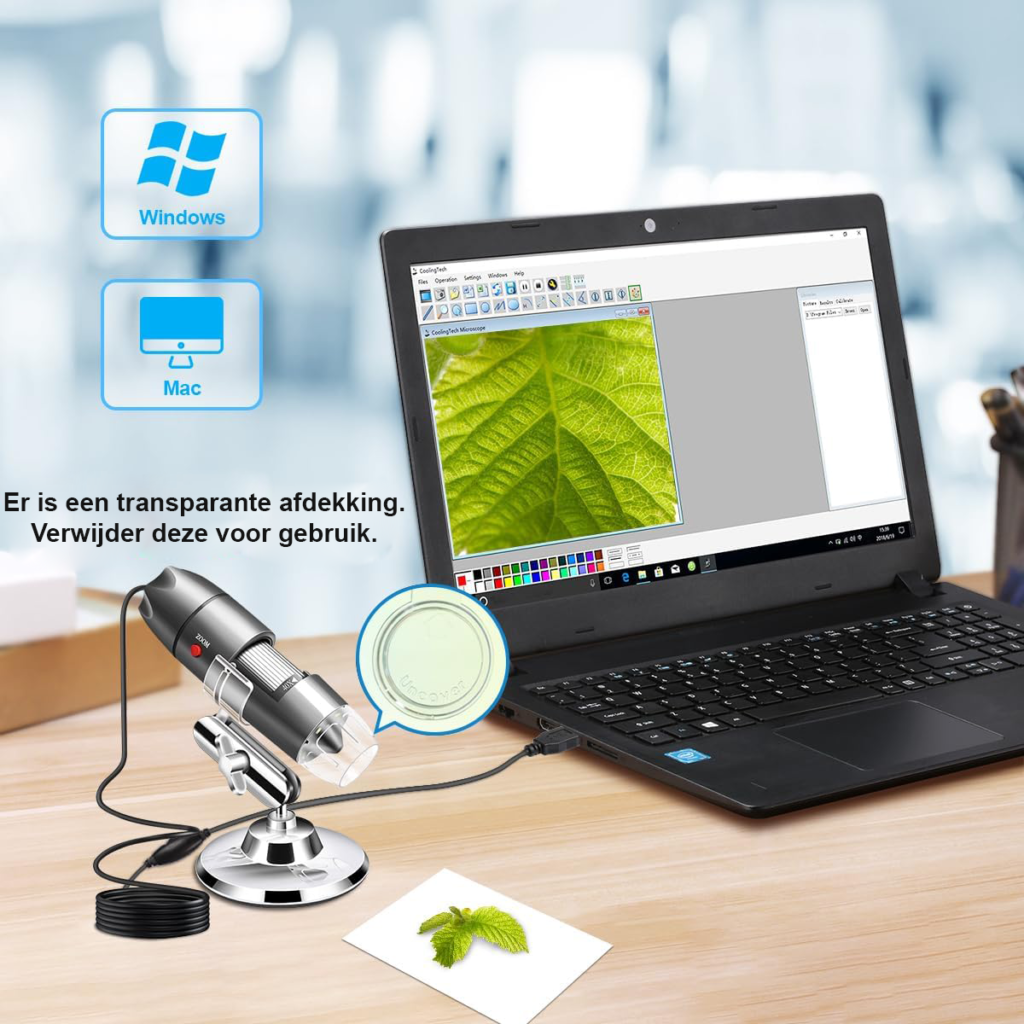 USB microscoop camera met digitale vergroting en metalen standaard voor Android en Windows