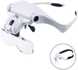 Hoofdband Loepbril met LED Licht – Handsfree Loep voor Precisiewerk – 5 Verwisselbare Lenzen – Voor Hobby en Reparatie