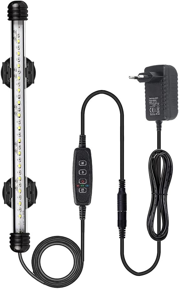 Aquariumverlichting blauw wit 28 cm met automatische dimfunctie en instelbare helderheid