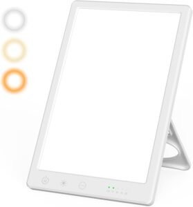 Daglichtlamp 16.000 Lux – UV-vrije zonnelamp met touchbediening en 3 kleurtemperaturen – Voor binnen en buiten met 4 timers en inklapbare standaard