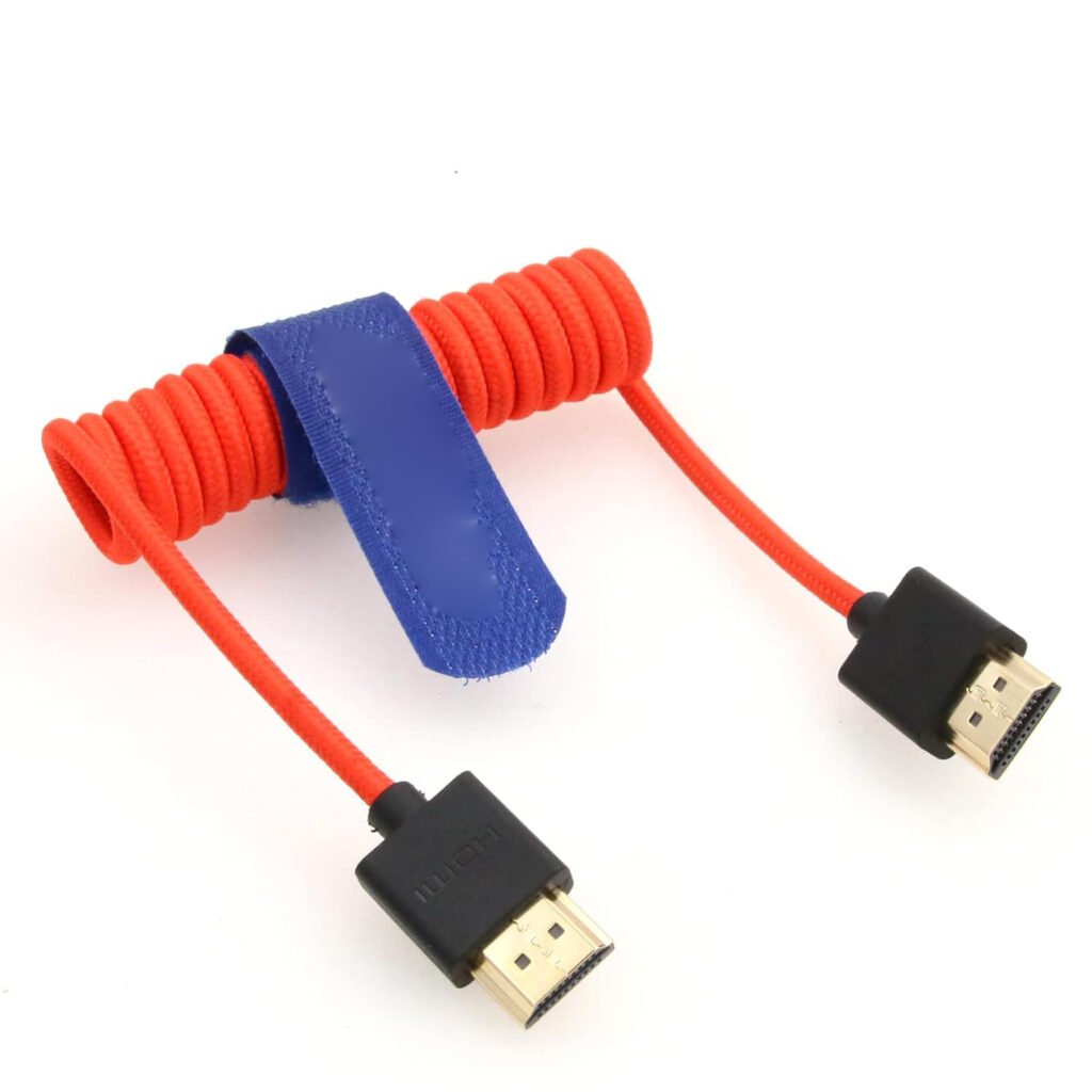 HDMI 2.1 spiraalkabel 8K HDMI naar HDMI voor camera en monitor, flexibel en dun ontwerp