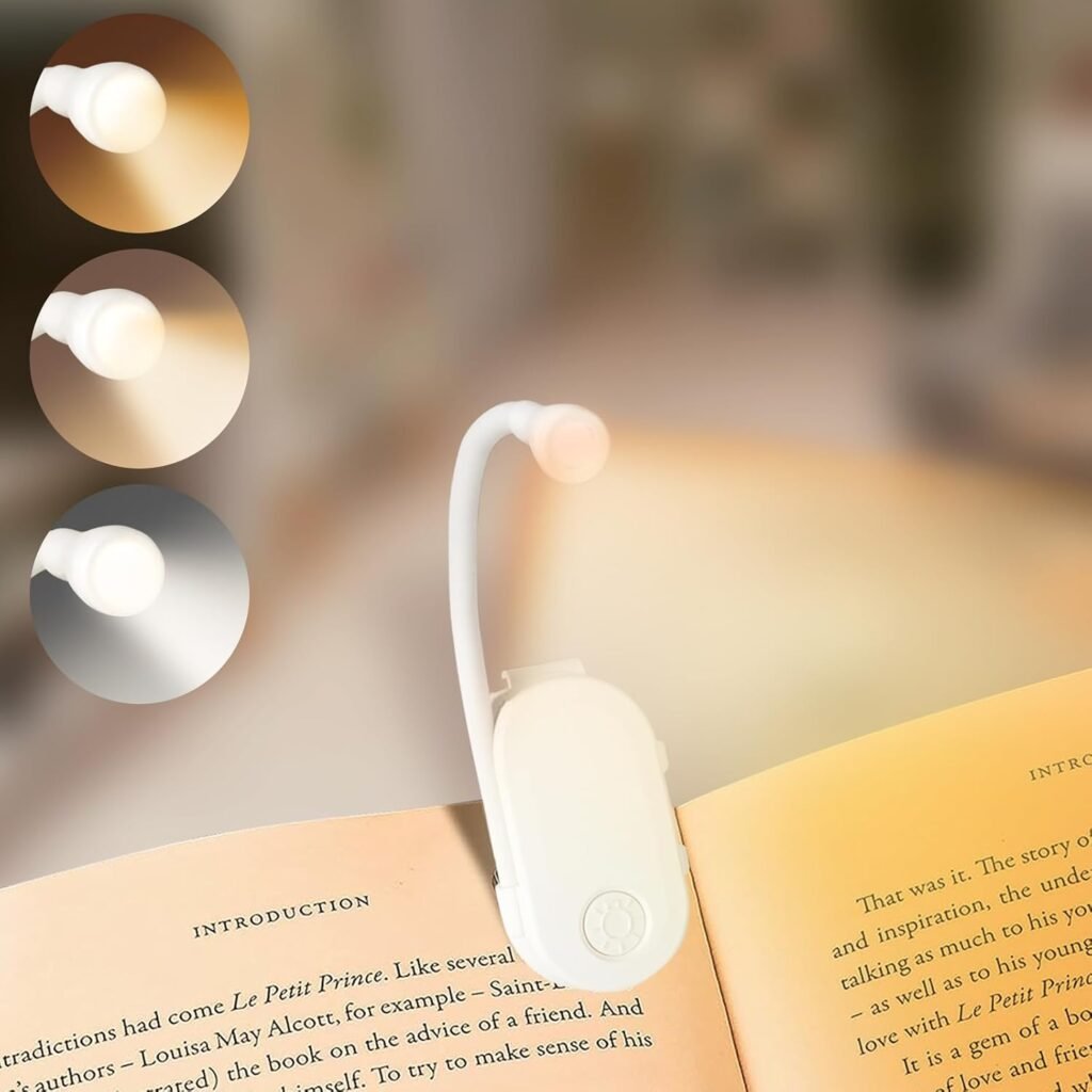 LED leeslamp met clip, oplaadbaar en dimbaar met 3 lichtstanden en flexibele zwanenhals