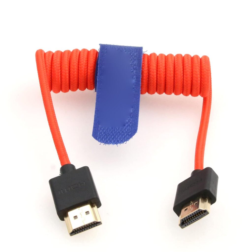 HDMI Spiraalkabel 2.1 - 8K HDMI Kabel Male naar Male - Flexibele Verlengkabel - 1 Meter, 3,2 mm Dun, Geschikt voor Camera en Monitor