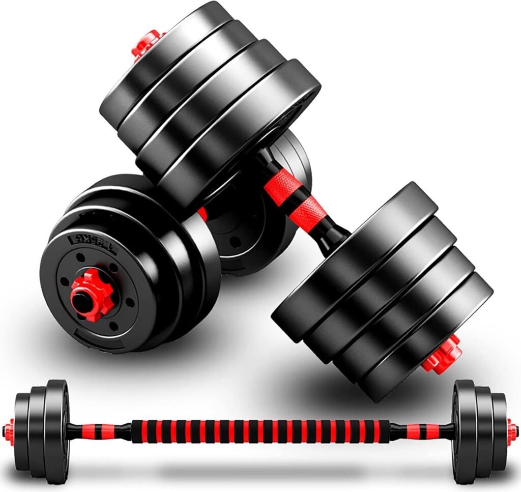 Verstelbare halterset met barbell link voor krachttraining en thuisgebruik inclusief opbergkoffer