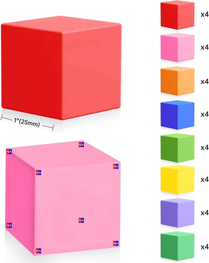 Magnetische Bouwblokken Set - Magnetisch Constructiespeelgoed - Educatieve Montessori Bouwset - 32 Stuks, 8 Kleuren, Vanaf 3 Jaar