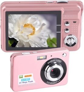 48MP Digitale Camera 4K – Compacte Point & Shoot Camera voor Tieners en Beginners – 8x Digitale Zoom en Vullamp – Roze, 2.7″ LCD, SD tot 128GB