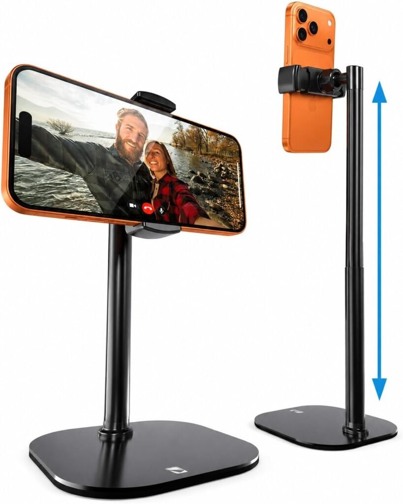 Verstelbare telefoonstandaard voor bureau met smartphonehouder voor videogesprekken