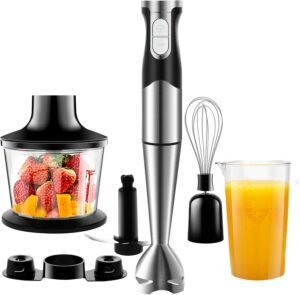 Staafmixer 800W – Multifunctionele Blender met Verstelbare Snelheden – Inclusief Hakmolen en Garde – RVS Behuizing