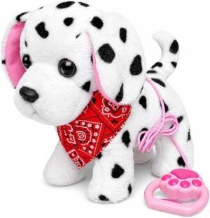 Elektronische Dalmatier hond met lijn, wandelend en blaffend pluche speelgoed voor kinderen
