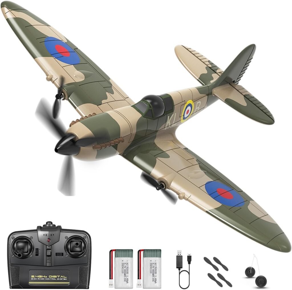 RC vliegtuig met afstandsbediening, 3-kanaals Spitfire met gyro-stabilisatie en 6-assige technologie