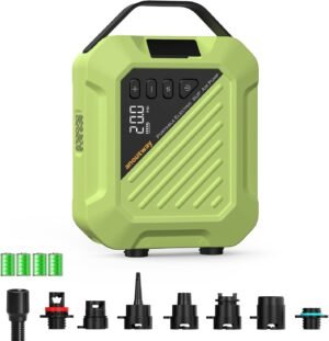SUP luchtpomp 20 PSI met oplaadbare batterij voor paddle boards, surfkites en tenten