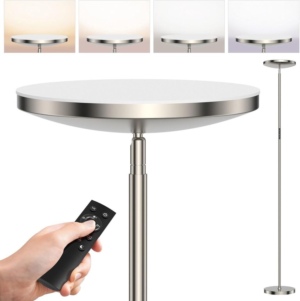 Dimbare LED vloerlamp zwart met afstandsbediening en touchbediening voor woonkamer, slaapkamer en kantoor