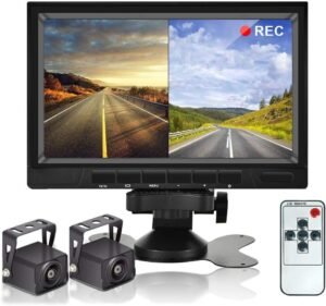 Achteruitrijcamera Set – 7 Inch Monitor met Dubbele Camera – HD Nachtzicht – Waterdicht – Voor Vrachtwagen, RV en Aanhanger
