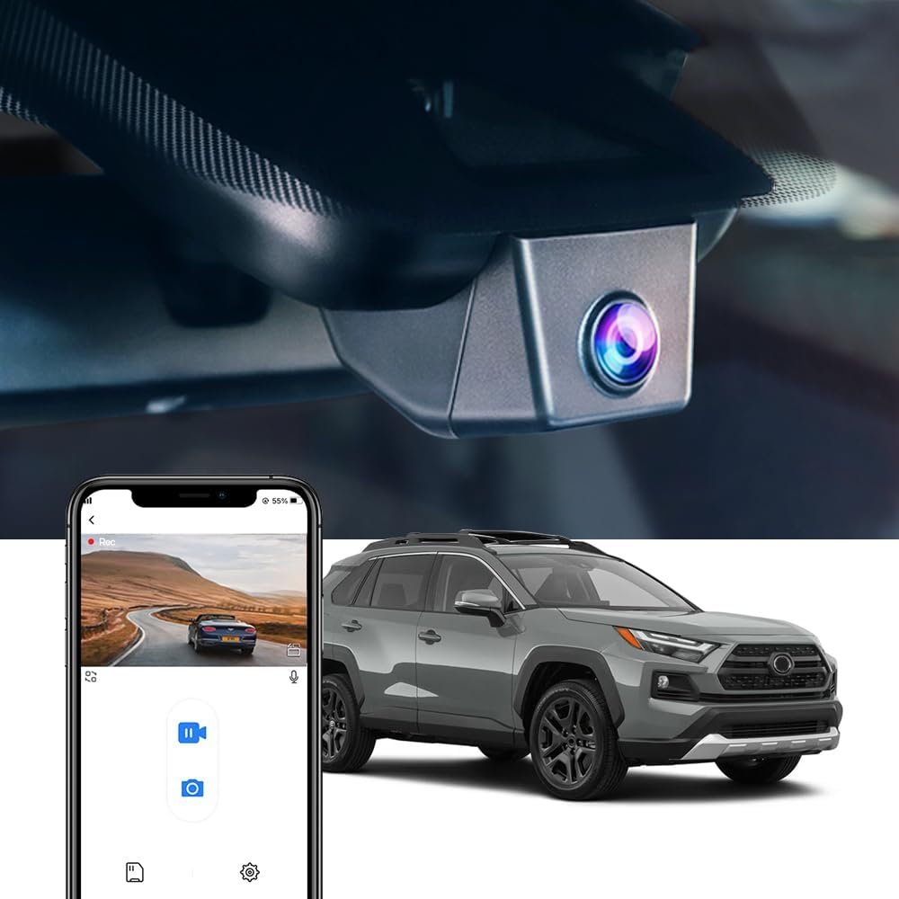 4K dashcam voor Toyota RAV4 Gen5 2022-2024 met UHD 2160P video, WiFi, G-Sensor en 64GB geheugenkaart