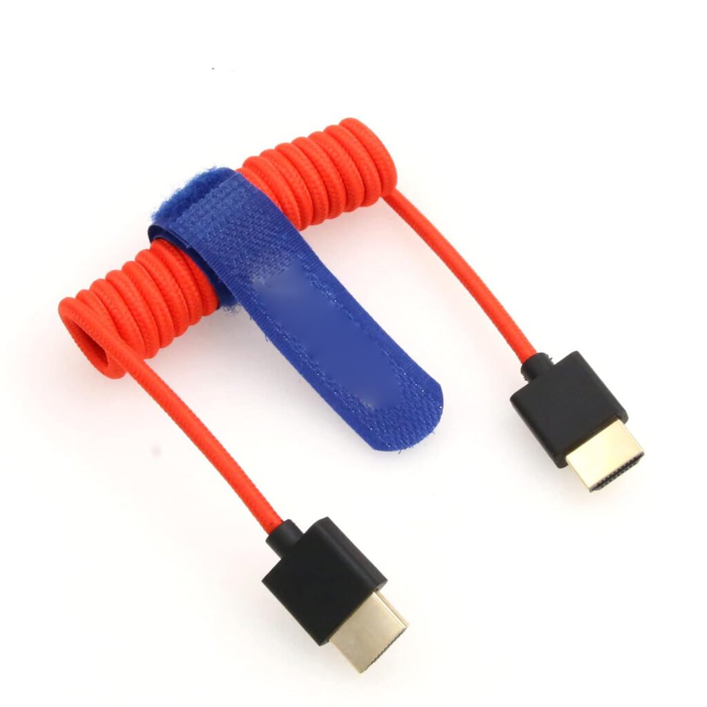 HDMI 2.1 spiraalkabel 8K HDMI naar HDMI voor camera en monitor, flexibel en dun ontwerp