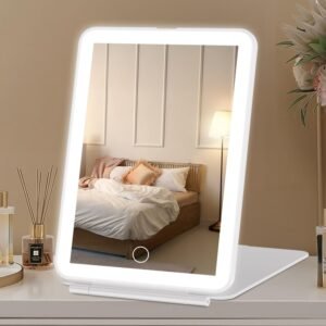 Oplaadbare make-upspiegel met LED-verlichting, touchscreen en verstelbare standaard