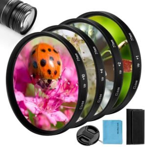 Close-Up Lens Filter Set 77mm – Macro Lens Accessoires – 4 Stuks voor DSLR Camera – Geschikt voor Canon, Nikon, Sony, Pentax, Olympus en Fuji