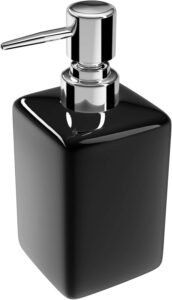 Zwarte Zeepdispenser 300 ml – Keramische Handzeepdispenser – Pompfles voor Zeep, Shampoo en Lotion – Badkamer en Keuken