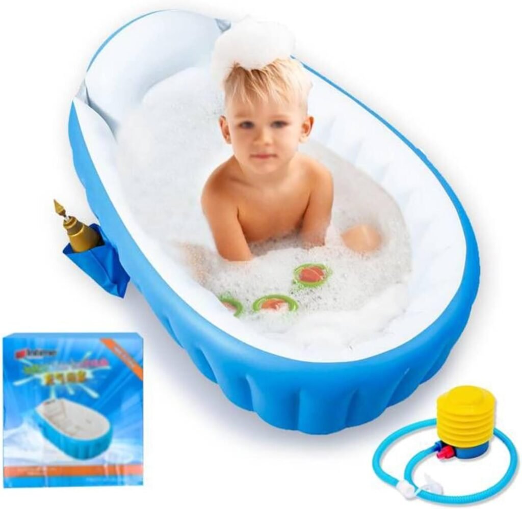 Opvouwbaar blauw babybadje voor kinderen, draagbaar voor thuis en onderweg