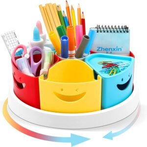 Bureau Organizer – Roterende Desk Organizer met 7 Compartimenten – Voor Teken- en Schildermateriaal – 20 x 20 x 8 cm