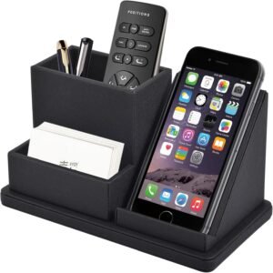 Bureau Organizer PU Leer – Pennenhouder en Opbergbox voor Kantoor en Bureau – Multifunctionele Accessoirehouder – Zwart Design