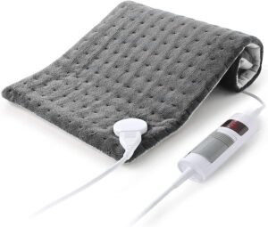 Verwarmingskussen met 3 Temperatuurstanden – Elektrisch Warmtekussen voor Nek en Schouders – Automatische Uitschakeling – Grijs, 29,8 x 15,4 cm