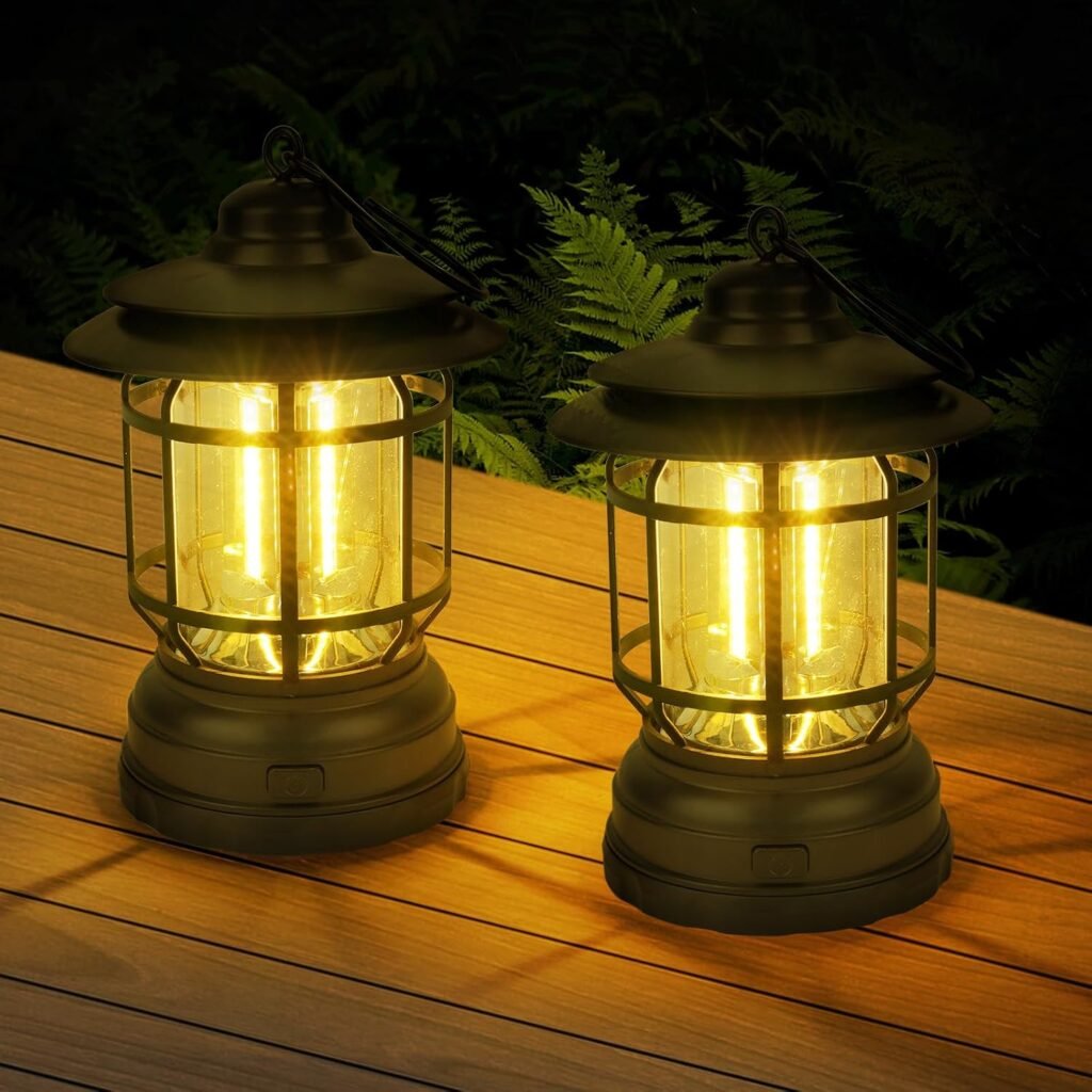 LED kampeerlamp waterdicht oplaadbaar 3 lichtmodi 2 stuks