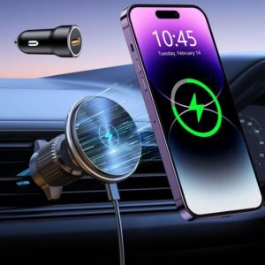 Telefoonhouder Auto met Snellader – Universele Smartphonehouder voor Ventilatierooster – 360° Draaibaar – Voor Android en iOS