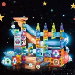 Magnetische bouwblokken set 144 delig met LED verlichting en knikkerbaan voor kinderen 5-12 jaar