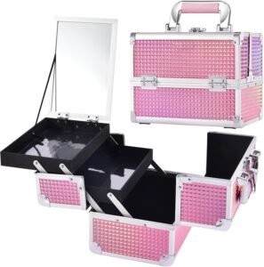 Make-up Koffer Roze – Cosmetic Case met Handvat – Make-up Organizer voor Cosmetica – Draagbare Opbergtas voor Schoonheidsproducten
