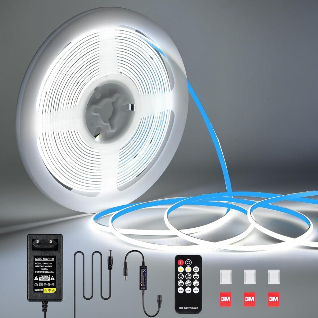 Dimbare COB LED strip 6 meter met RF afstandsbediening voor woonkamer, slaapkamer en keuken