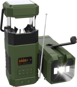 Noodradio met Handcrank en Zonnepaneel – Campinglamp met Bluetooth Speaker en AM/FM/SW Radio – 360° LED Verlichting – USB-C Oplaadbaar 5000 mAh IPX65