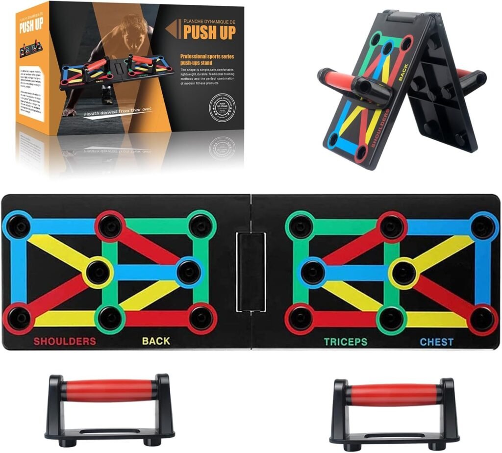 Opvouwbaar push-up board 12-in-1 met handgrepen voor borst-, schouder-, triceps- en rugtraining thuis