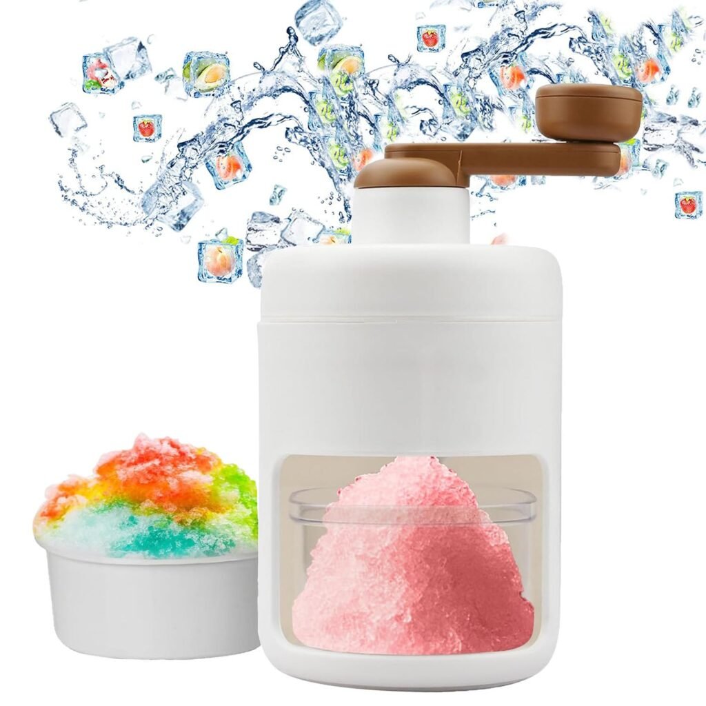 Handmatige ijsvergruizer voor crushed ice en shaved ice met ijsblokjesbakjes, wit