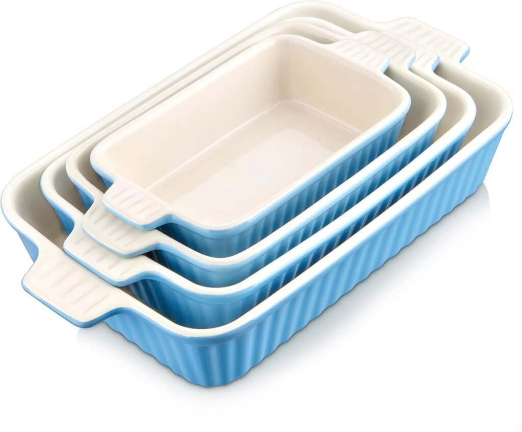 Set van 4 blauwe porseleinen ovenschalen in verschillende formaten