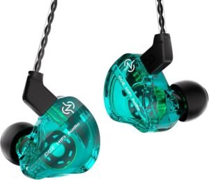 Zwarte in-ear oordopjes met kabel en Mega Bass, geschikt voor PC en gaming