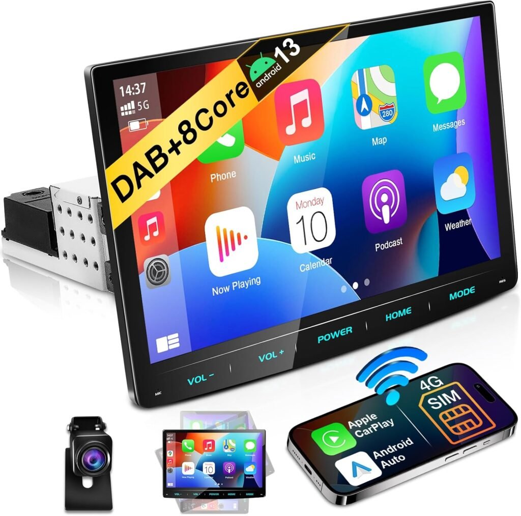 Draadloze autoradio met touchscreen en achteruitrijcamera 10,1 inch