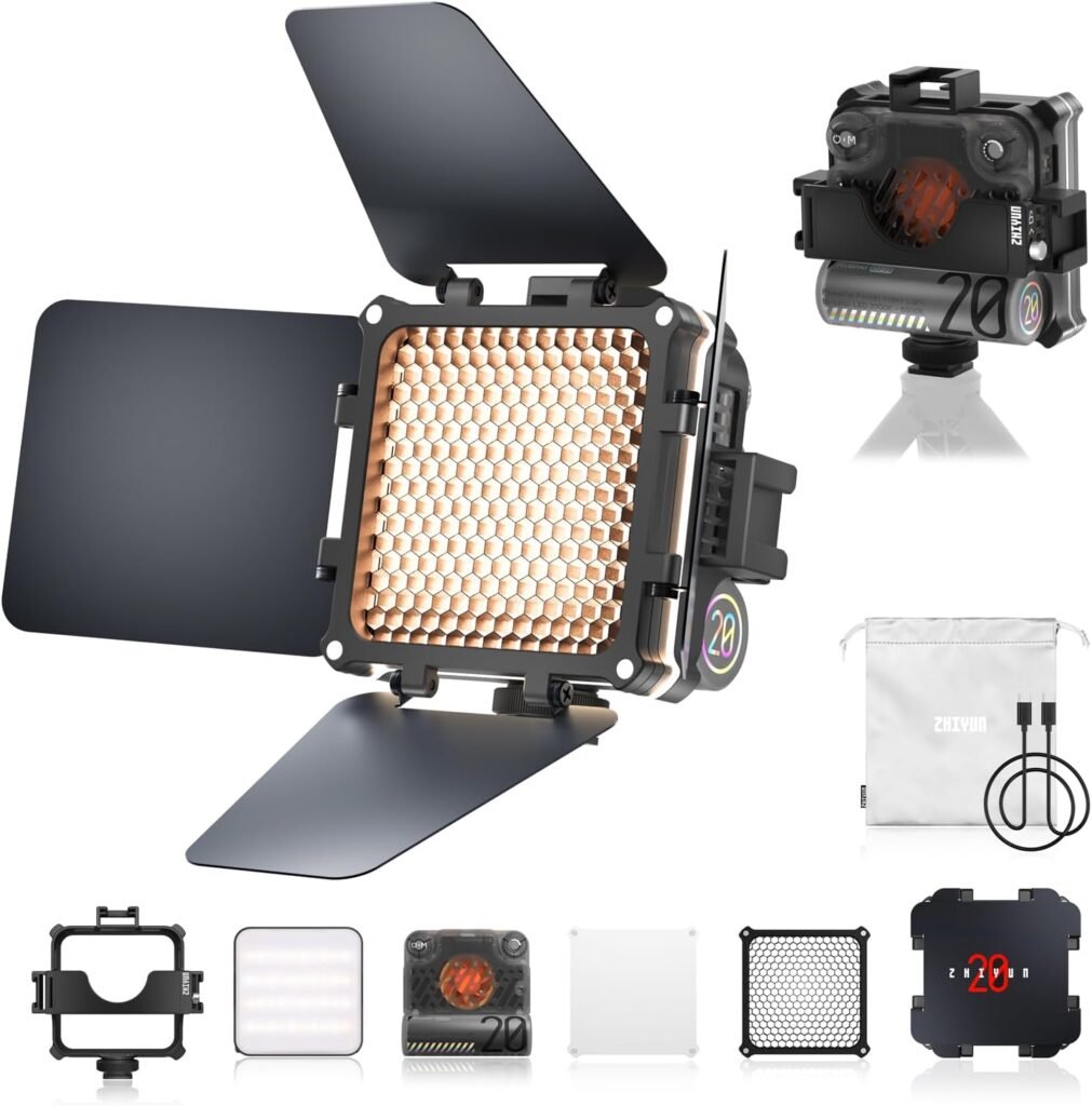 Magnetische RGB LED videolamp voor streaming, tweekleurig met accessoires