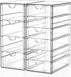 Make-up Organizer met 10 Lades – Transparante Opbergdoos – Bureau Organizer voor Make-up en Sieraden – 2-Delige Lade Organizer