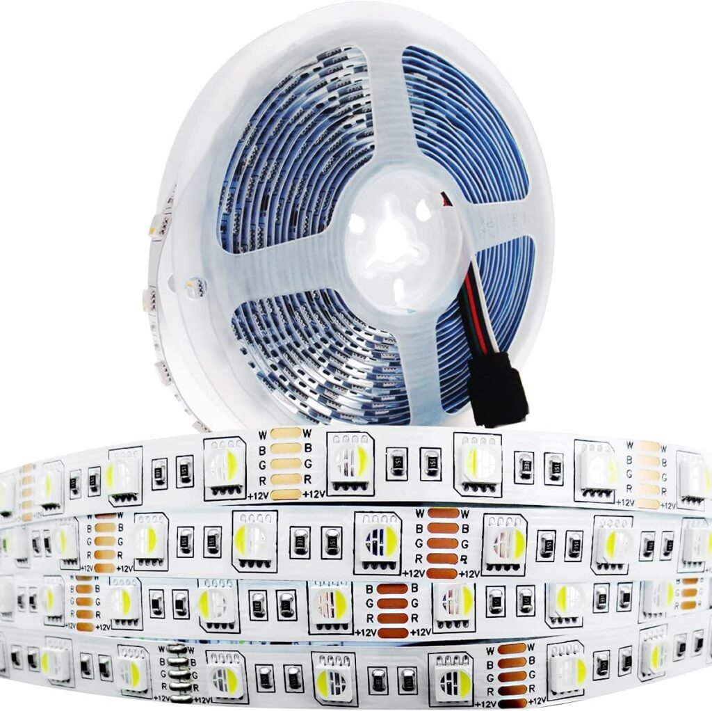 12V RGBW LED strip 5 meter met 300 SMD 5050 leds en 6000K wit licht