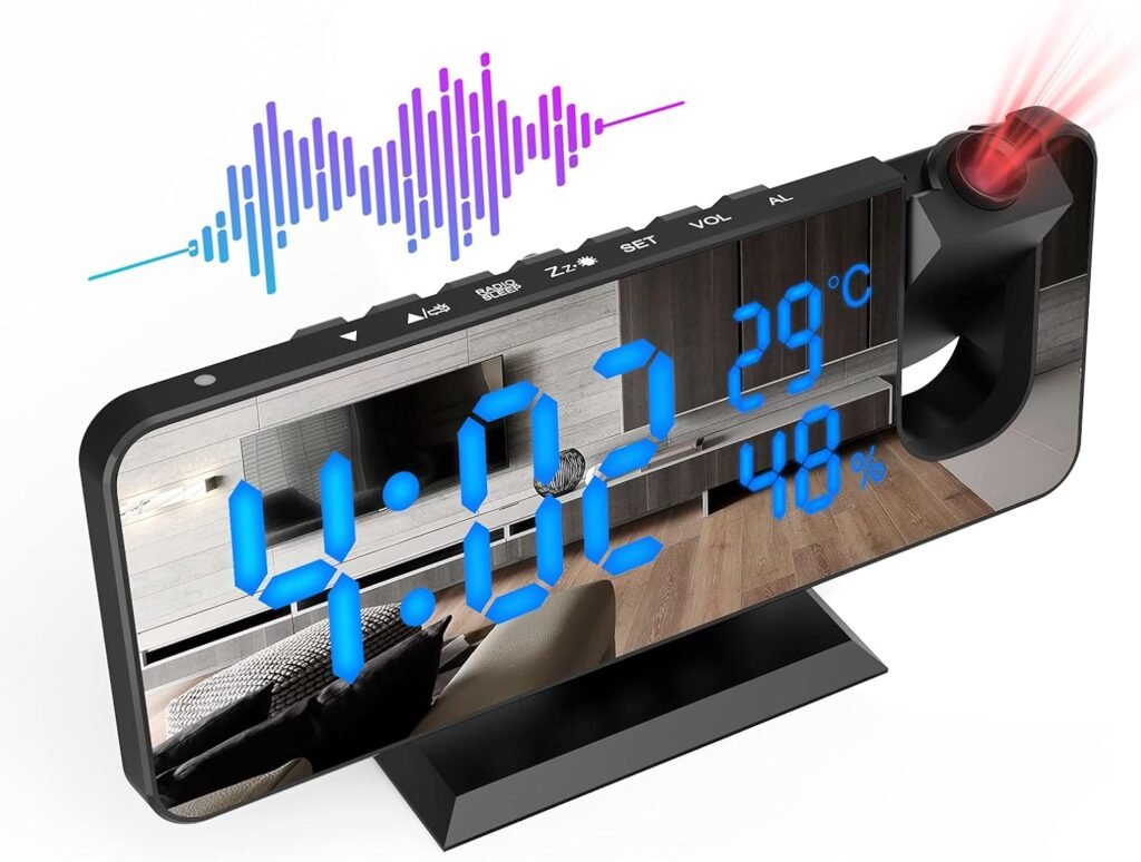 Projectiewekker met tijdprojectie en dubbel alarm