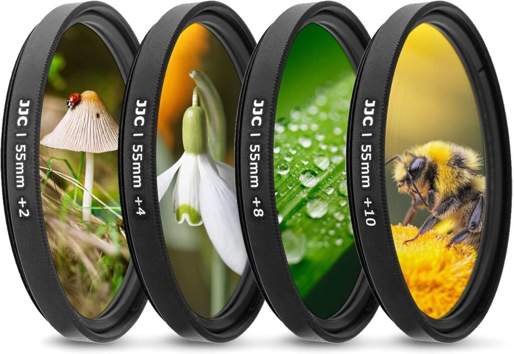 Close-up macrofilter set 55mm met +2, +4, +8 en +10 filters voor Sony Alpha camera en 55mm lens