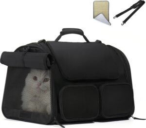 Opvouwbare Transporttas voor Katten en Kleine Honden – Dierenbox voor Auto en Trein – Ademend – 41 x 25 x 27 cm – Groen