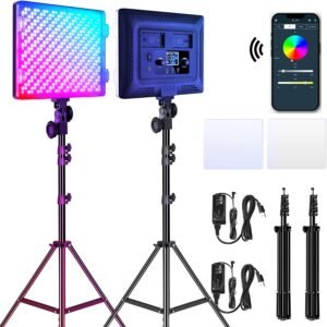 LED Videolamp 50W RGB – Video Lichtpaneel met Statief – App-Bediening – 3200K-5600K – Studiolamp voor Video en Streaming