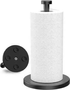 Keukenrolhouder Zwart – RVS Keukenrolhouder met Zuignappen – Vrijstaande Towel Holder voor Keuken en Badkamer – Waterdicht Ontwerp