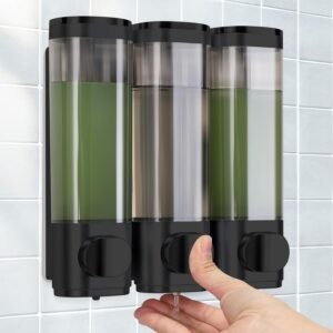 Zeepdispenser Set 3 Stuks – Wandmontage Zonder Boren – Voor Shampoo, Douchegel en Vloeibare Zeep – Lekvrije Vloeistofafgifte